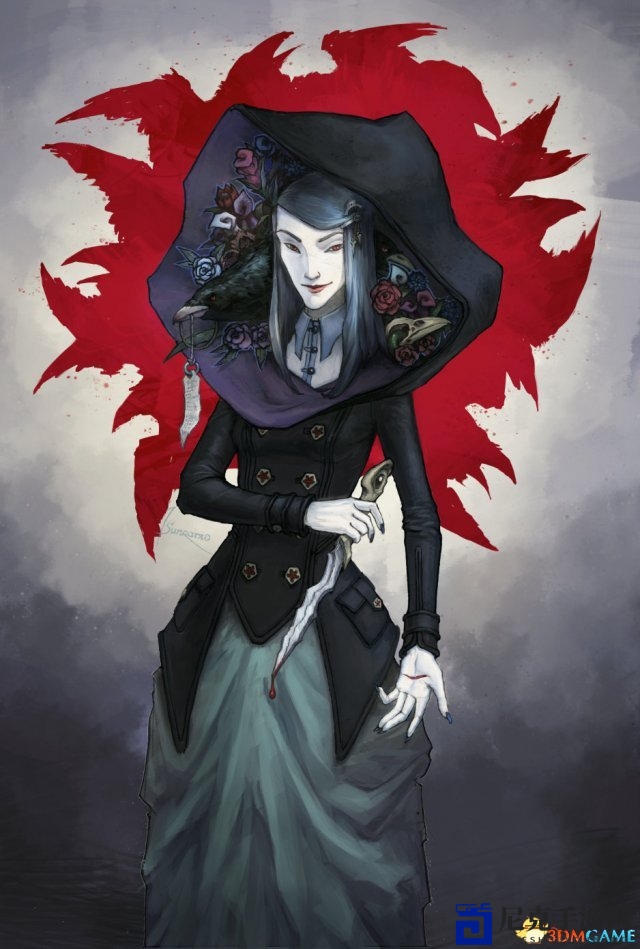 俄罗斯游戏画师精彩概念原画 黑裙美女疯狂杀戮